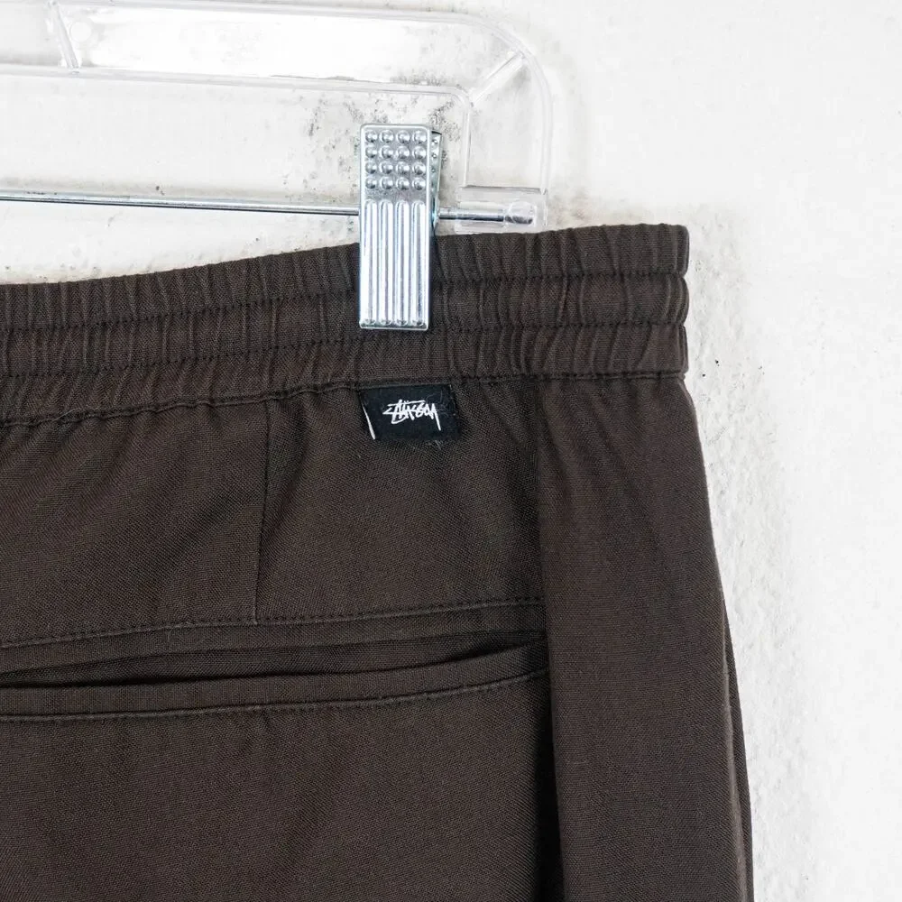 Stussy Bryan Pant in Brown Drawstring elastic waist size Large
